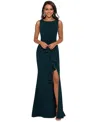 Betsy & Adam Ruffle Bow Trumpet Gown In Pine