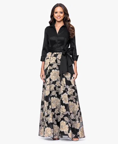 Betsy & Adam Women's Collared Long-sleeve Shirt Dress In Black