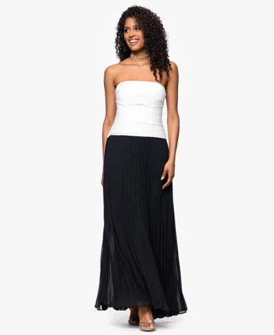 Betsy & Adam Strapless A-line Dress In White