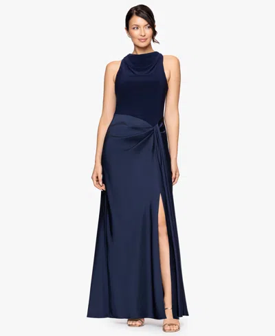 Betsy & Adam Women's Cowl Neck Dress In Blue