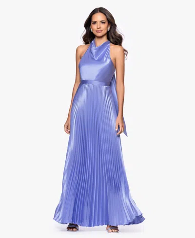 Betsy & Adam Women's Cowl Neck Sleeveless Gown In Blue