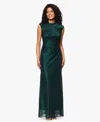 Betsy & Adam Ruched Sleeveless Gown In Green