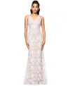 Betsy & Adam Women's Embellished Floral Soutache Sleeveless Gown In White,nude