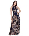 BETSY & ADAM WOMEN'S FLORAL-PRINT RUFFLED CHIFFON GOWN