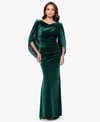 Betsy & Adam Women's Glitter Long Cowl Neck Dress In Green