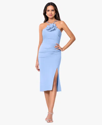 Betsy & Adam Women's Halter Neck Midi Dress In Blue