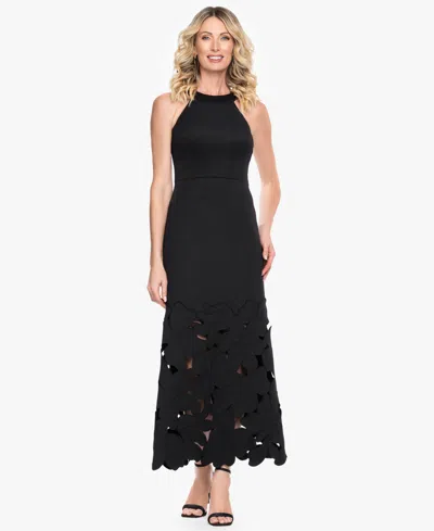 Betsy & Adam Women's Halter Neck Sleeveless Midi Dress In Black