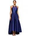 Betsy & Adam Petite High-low Sleeveless Halter Gown In Royal