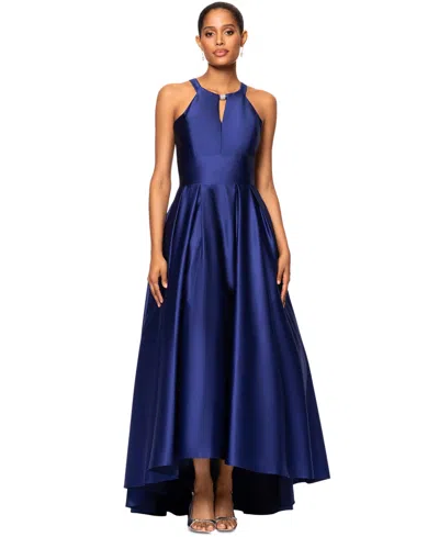Betsy & Adam Women's Keyhole High-low Gown In Royal