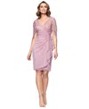 Betsy & Adam Women's Lace Drape-back Ruched Dress In Pink