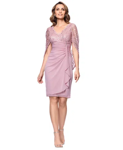 Betsy & Adam Women's Lace Drape-back Ruched Dress In Rose