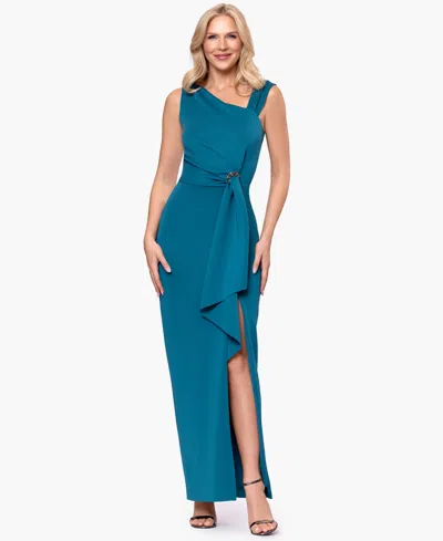 Betsy & Adam Women's Long Asymmetrical Dress In Blue