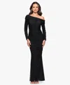 Betsy & Adam Women's Long Off-the-shoulder Gown In Black