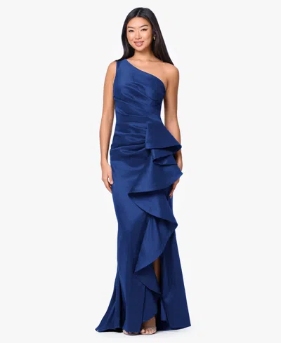 Betsy & Adam Women's Long One-shoulder Dress In Blue