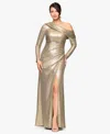 Betsy & Adam Women's Long Ruched Off-the-shoulder Gown In Gold