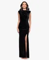 Betsy & Adam Women's Long Studded Velvet Gown In Black