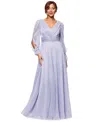 Betsy & Adam Women's Metallic Crinkled Gown In Blue,silver