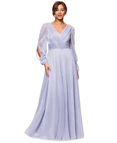 Betsy & Adam Women's Metallic Crinkled Gown In Blue,silver