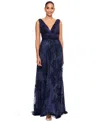 BETSY & ADAM WOMEN'S METALLIC CRINKLED GOWN