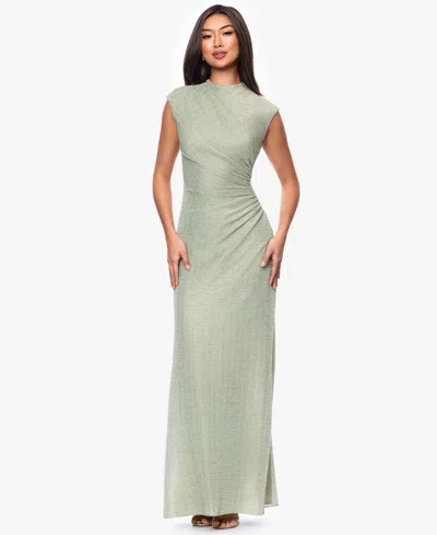 Betsy & Adam Women's Metallic Ruched Gown In Green