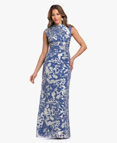 Betsy & Adam Women's Mock Neck Gown Dress In Blue