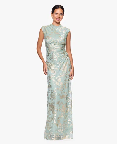 Betsy & Adam Women's Mock Neck Gown Dress In Green