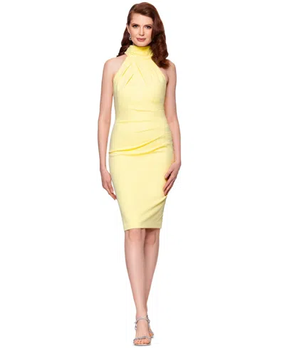 Betsy & Adam Women's Mock Neck Sleeveless Sheath Dress In Lemon