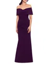 Betsy & Adam Women's Off Shoulder Gown In Mulberry