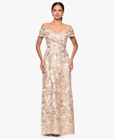 Betsy & Adam Women's Off-the-shoulder Dress In Gold