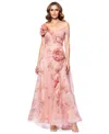 Betsy & Adam Women's Off-the-shoulder Floral Organza Ball Gown In Peach