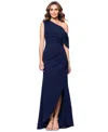 Betsy & Adam Women's Off-the-shoulder Side-drape Gown In Navy