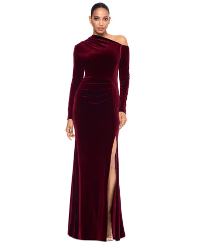 Betsy & Adam Women's Off-the-shoulder Velvet Dress In Burgundy