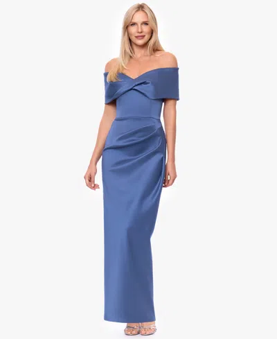 Betsy & Adam Women's Off-the-shoulder Ball Gown In Blue