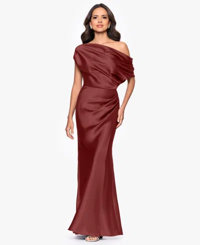 Betsy & Adam Women's Off-the-shoulder Long Dress In Brown