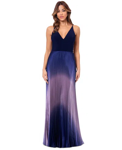 BETSY & ADAM WOMEN'S OMBRE PLEATED GOWN