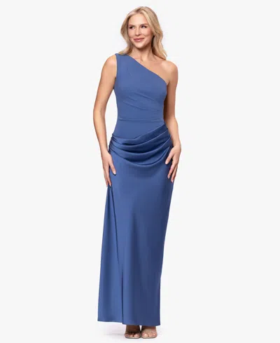 Betsy & Adam Women's One Shoulder Dress In Blue
