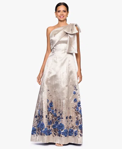 Betsy & Adam Women's One-shoulder Long Dress In Neutral