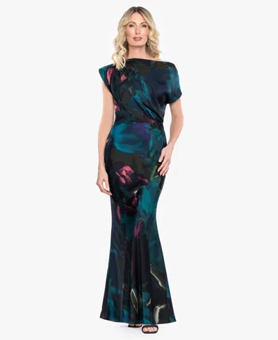Betsy & Adam Women's One Shoulder Printed Gown In Multi