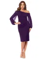 Betsy & Adam Off The Shoulder Sheath Cocktail Dress In Purple