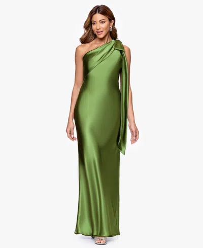 Betsy & Adam Women's One-shoulder Ball Gown In Green