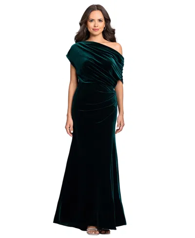 Betsy & Adam Women's One-shoulder Gown In Hunter