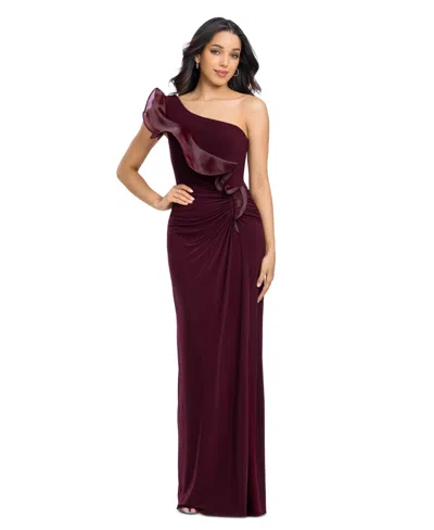Betsy & Adam Women's One-shoulder Gown In Wine