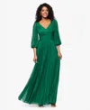 Betsy & Adam Women's Pleated Balloon-sleeve Long Dress In Green