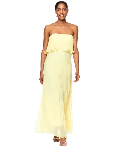 Betsy & Adam Women's Pleated Strapless Gown In Lemon