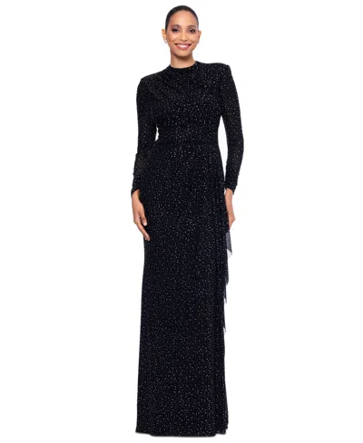 BETSY & ADAM WOMEN'S RHINESTONE MESH GOWN