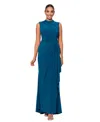 Betsy & Adam Ruched Sleeveless Gown In Mallard