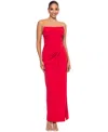 Betsy & Adam Women's Ruched Strapless Gown In Red