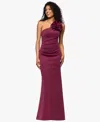Betsy & Adam Women's Scuba One-shoulder Flower Long Sheath Dress In Burgundy