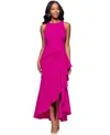 Betsy & Adam Petite Sleeveless Scoop-neck Ruffle Dress In Pink