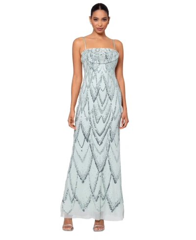 Betsy & Adam Women's Sequin-embellished Draped-neck Gown In Sage